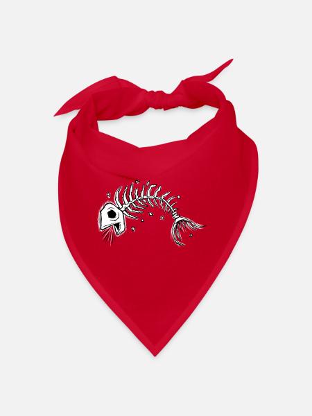 Skelettfisch-Grafikzeichnung - Bandana - Rot - Vorne