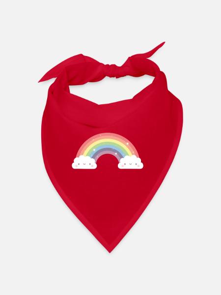 Cute Clouds and Rainbow - Bandana - red - Front