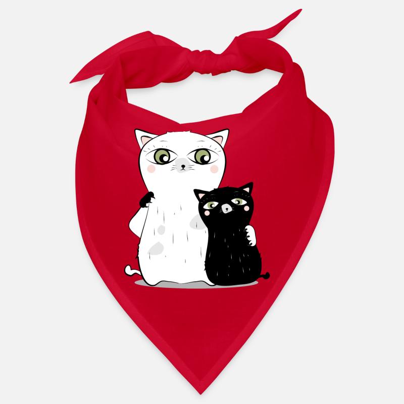 weiße Katze schwarzer Kater Bandana