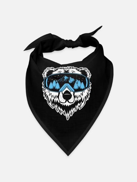 Funny Ski Jumping Winter Sports Bear Sunglass - Bandana - Schwarz - Vorne