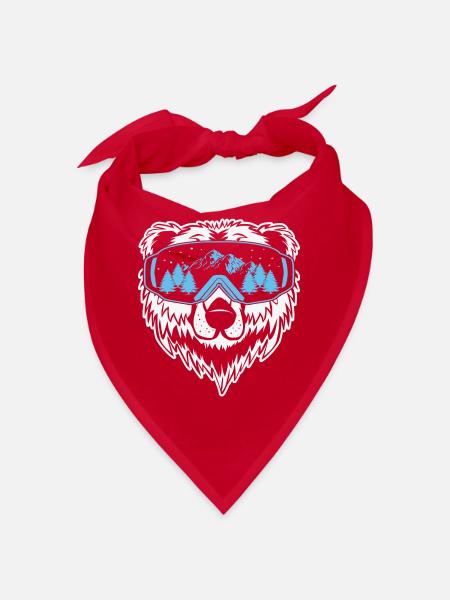 Funny Ski Jumping Winter Sports Bear Sunglass - Bandana - Rot - Vorne