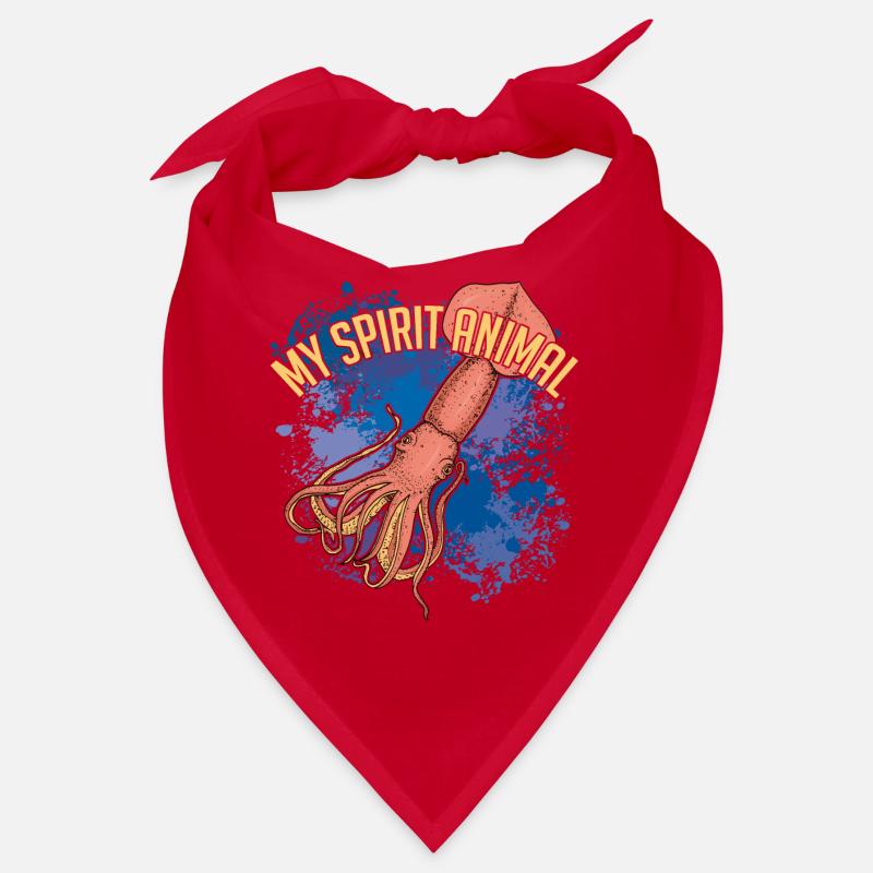 Calmar calamar géant sur des éclaboussures de couleur Bandana