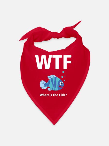 WTF T-shirt - Where's The Fish BLUE - Bandana - red - Front