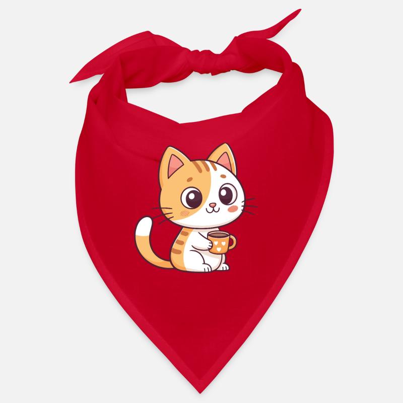 Süße Katze mit Teeherztasse Bandana