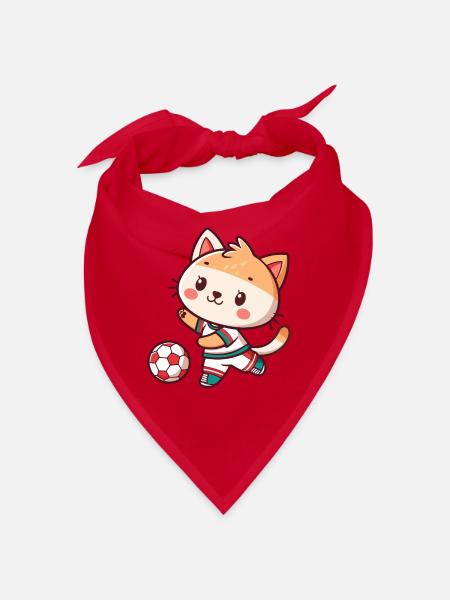 Katzenlieber Fußballspieler - Bandana - Rot - Vorne