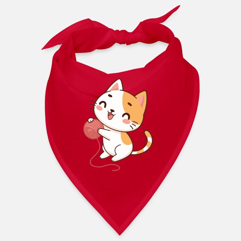 Happy kitten and yarn Bandana