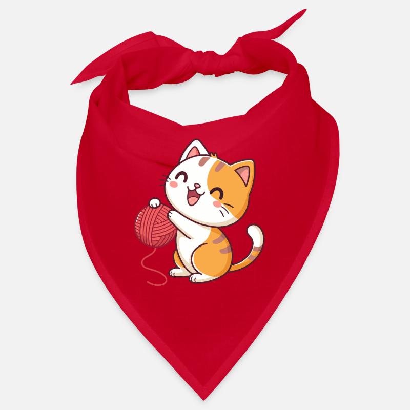 Glückliches Kätzchen und roter Ball Bandana