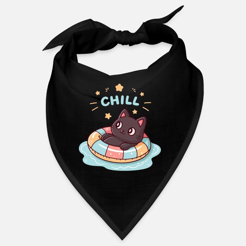 Chat noir en bouée pastel CHILL Bandana