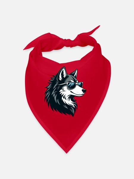 Wolf-Husky-Sonnenbrille - Bandana - Rot - Vorne
