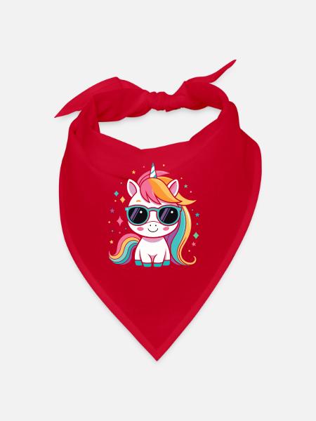 Regenbogen-Einhorn-Sonnenbrille - Bandana - Rot
