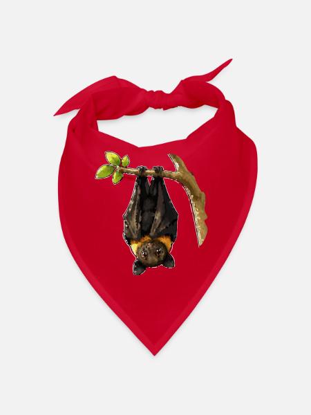 Nachtfledermaus am Ast - Bandana - Rot - Vorne