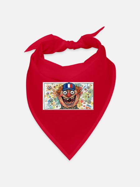 Französischer Fußballclown Popart - Bandana - Rot - Vorne