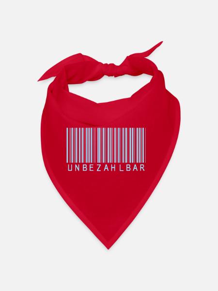 Barcode Hellblau "UNBEZAHLBAR"  - Bandana - Rot - Vorne