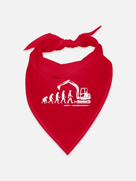 Evolution Bagger Baggerfahrer Bauarbeiter Mensch - Bandana - Rot - Vorne
