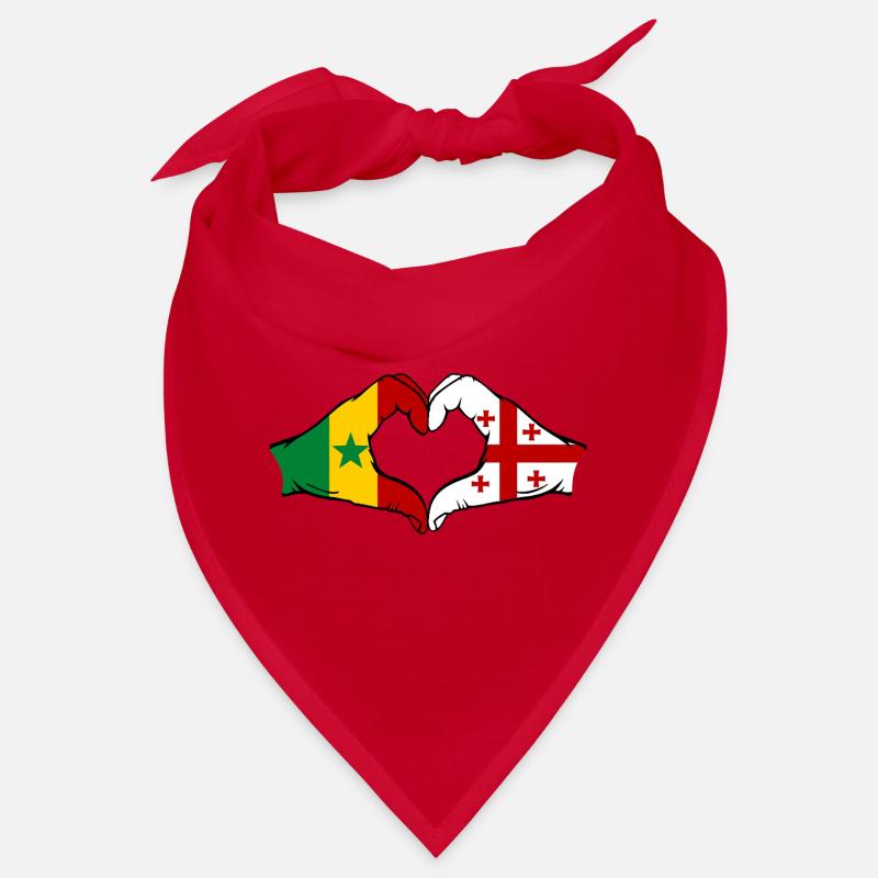 Senegal Georgia Flag Hands Heart Shape Bandana