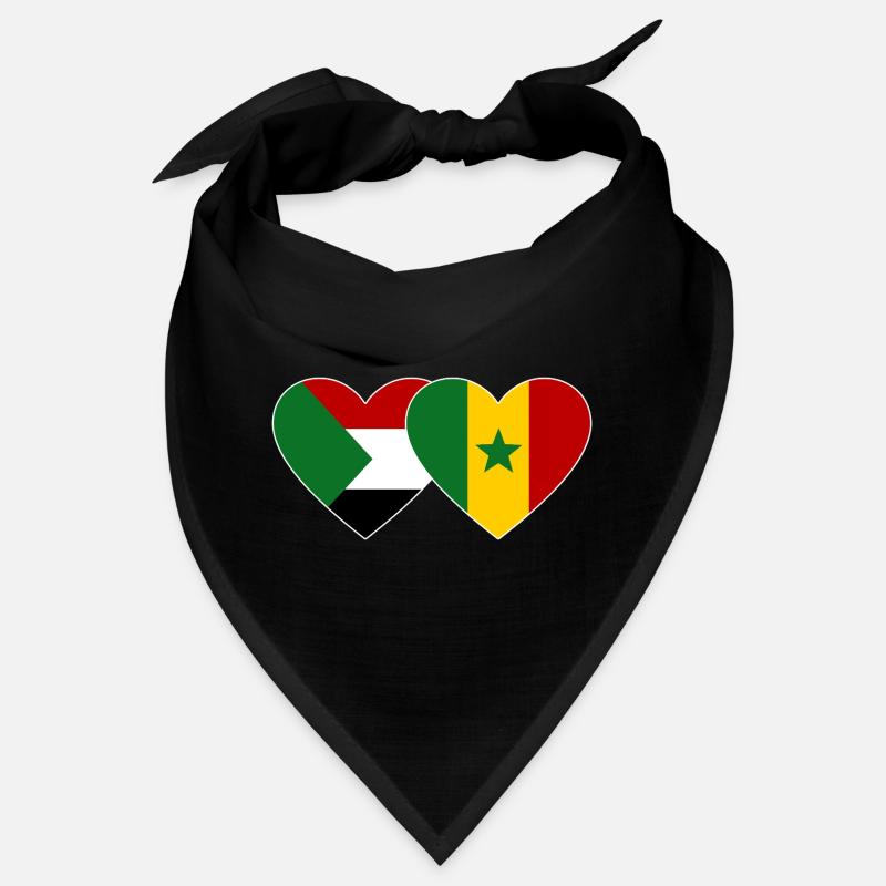 Sudan Senegal Flag Heart Bandana