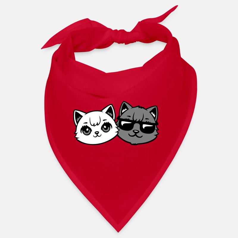chatons mignons cool couple mâle chats noirs et blancs Bandana