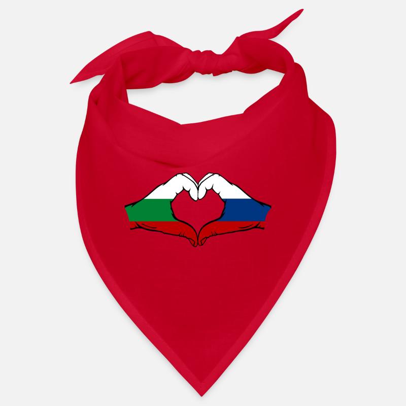 Drapeau de la Bulgarie et de la Russie Mains en forme de cœur Bandana