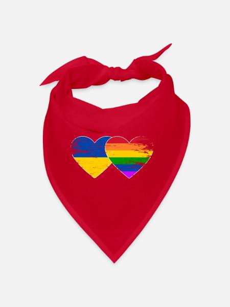 Ukraine Regenbogen Flagge Herz used - Bandana - Rot - Vorne