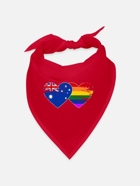 Australien Regenbogen Flagge Herz used - Bandana - Rot - Vorne