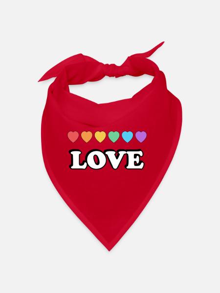 Liebe Regenbogenherzen - Bandana - Rot - Vorne