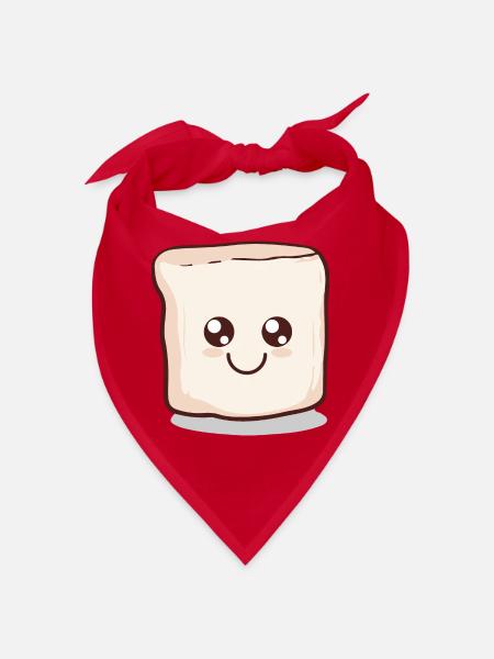 Kawaii Marshmallow | S'more | Camping - Bandana - red - Front