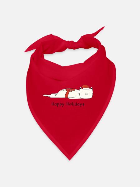 Funny cat Christmas - Bandana - red - Front