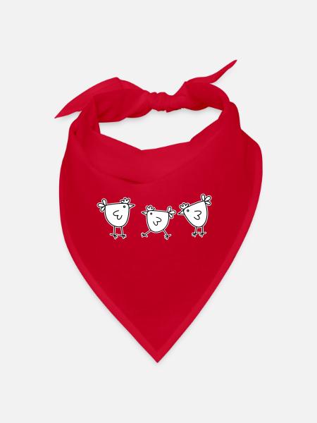 3 chickens hens feathered cattle - Bandana - red - Front