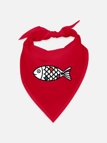 Abstrakter Fisch | Modernes Meeresmotiv - Bandana - Rot - Vorne