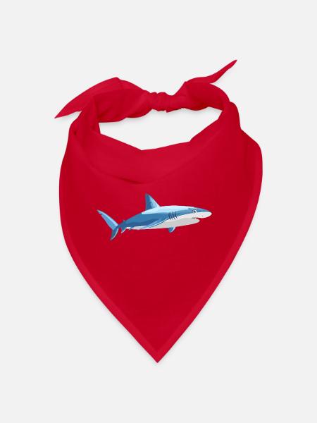 Blauer Hai im Comic Stil - Bandana - Rot - Vorne