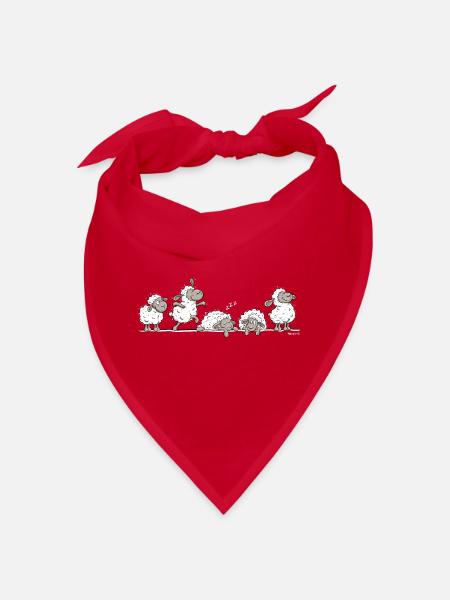 Lustige Schafe auf Linie Schlafen Tiermotiv Humor - Bandana - Rot - Vorne