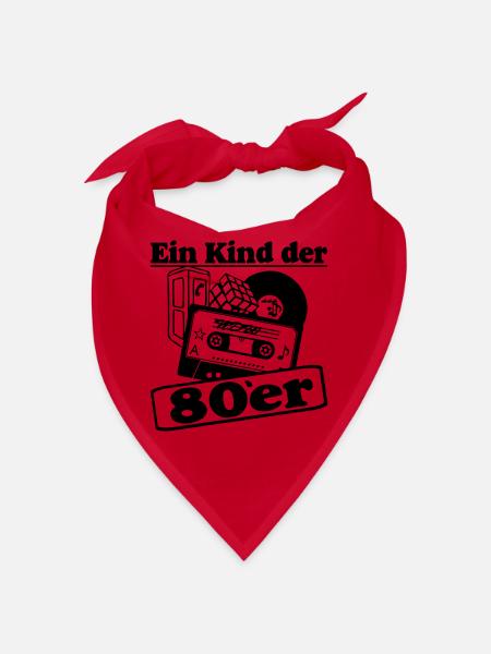 80er Party,Fun Shirt, - Ein Kind der 80er (25) - Bandana - Rot - Vorne