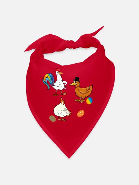 Hühner mit Ostereier - Bandana - Rot - Vorne
