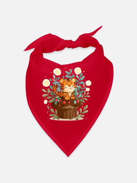 Kuscheltiger im Blumenkorb - Bandana - Rot - Vorne