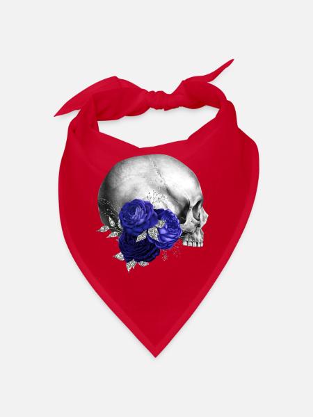 Nuit fleurs gothique goth crâne mort crâne punk - Bandana - rouge - Devant