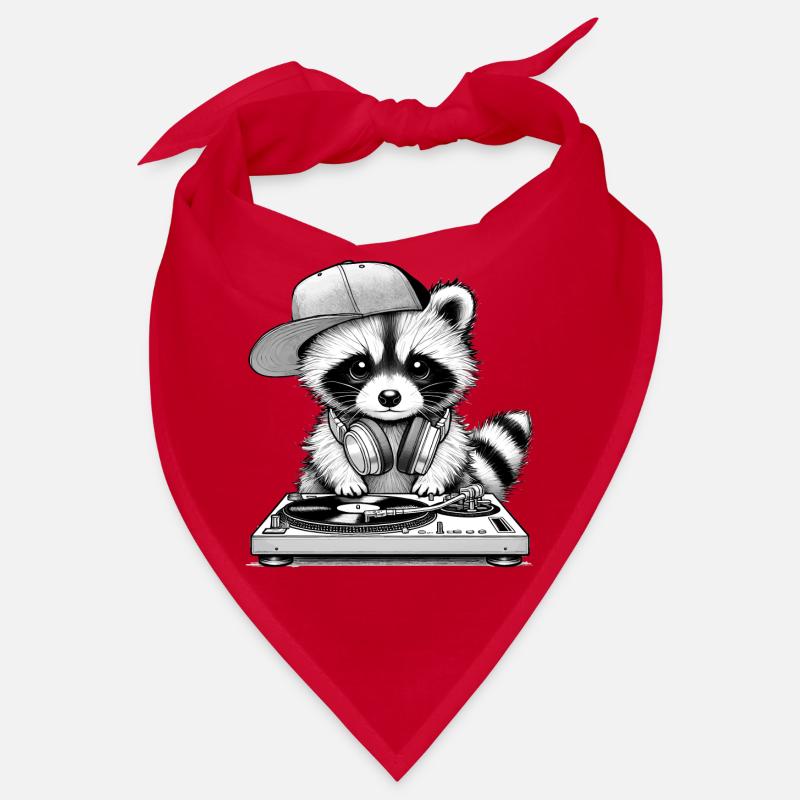cooles Waschbär-Motiv als DJ mit Kopfhörer Bandana