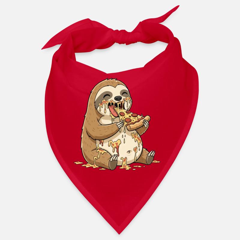 Cute Sloth Cartoon Pizza Salami Clumsy Bandana