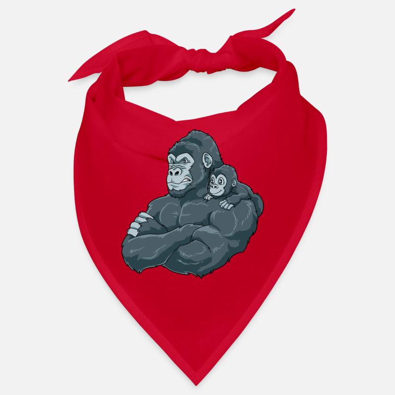 Starker Gorilla mit Gorilla Kind Bandana