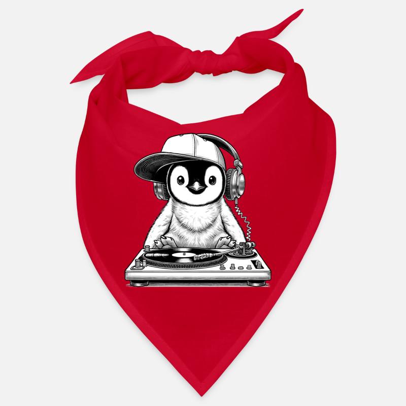 cooles Pinguin-Motiv als DJ mit Kopfhörer Bandana