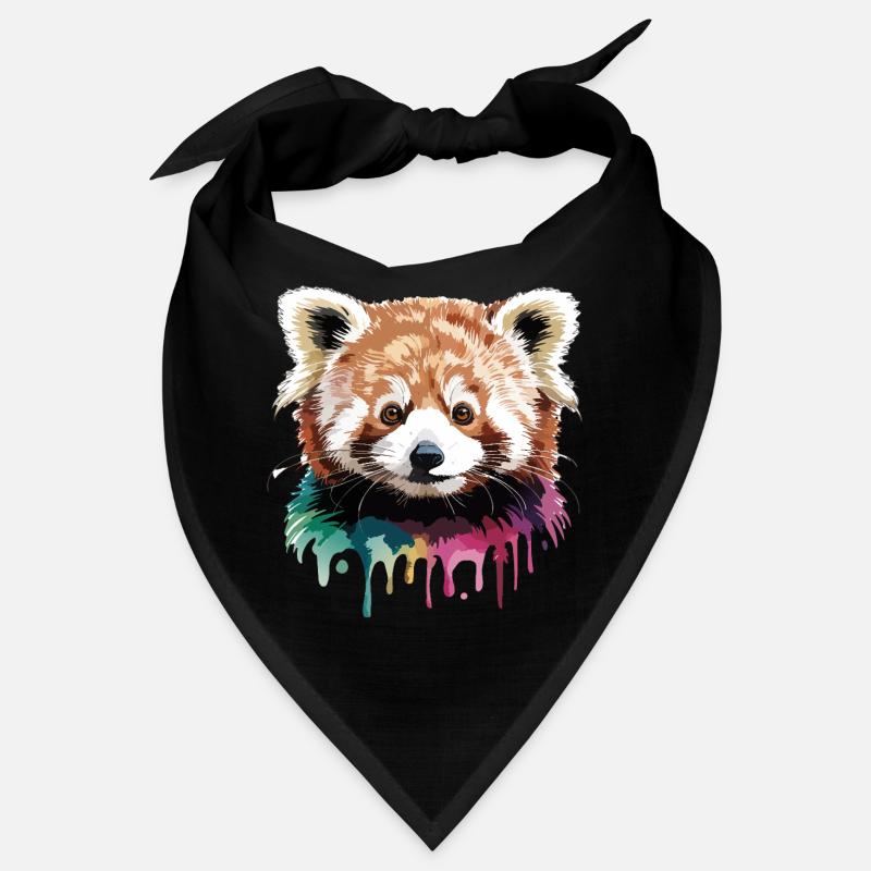 Red Panda Head Color Art Bandana