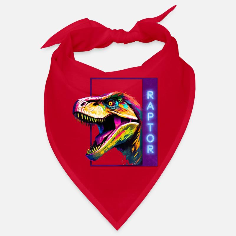 Neon Raptor - Mehrfarbiges Velociraptor-Artwork Bandana
