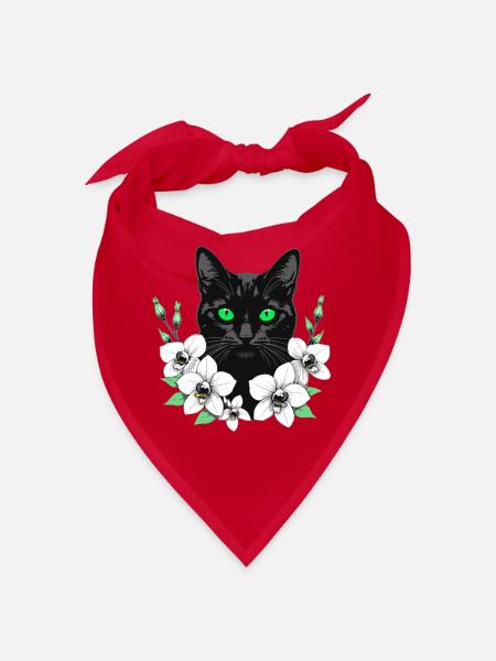 Blumenkatze - Bandana - Rot - Vorne