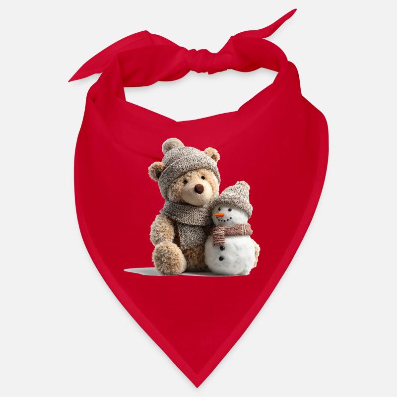 Winter cuddly bear with a snowman Bandana