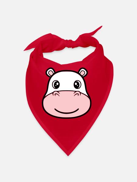 Nilpferd Kopf Gesicht Maske Lächeln - Bandana - Rot - Vorne