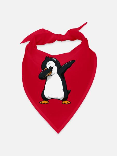 Dab-Pinguin Illustration - Bandana - Rot - Vorne