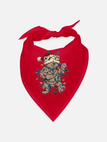 Weihnachtshunde mit Lichterkette - Bandana - Rot - Vorne