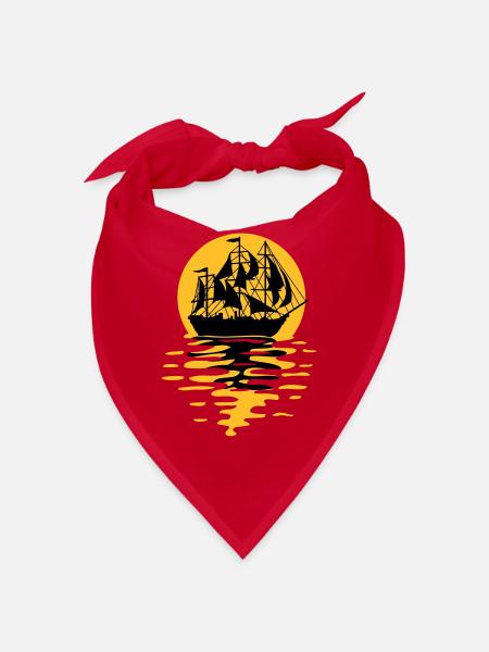 Sailing ship silhouette design - Bandana - red - Front