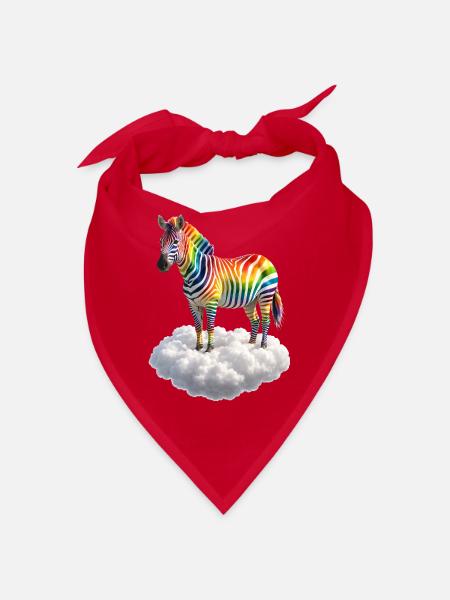 Regenbogen Zebra auf Wolke Fantasy Tier  - Bandana - Rot - Vorne