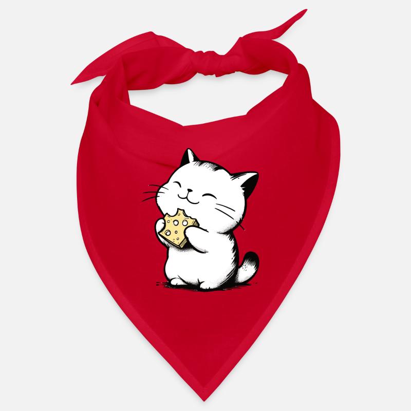 Cat Eats Cheese Cute Kitten Drawing Bandana