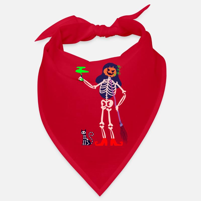 Witch skeleton with poisonous potion and skull cat Bandana